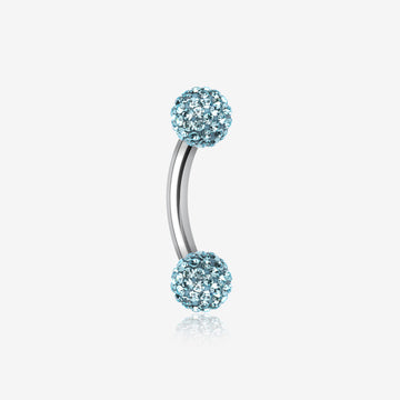 Multi-Gem Sparkle Curved Barbell Eyebrow Ring-Aqua